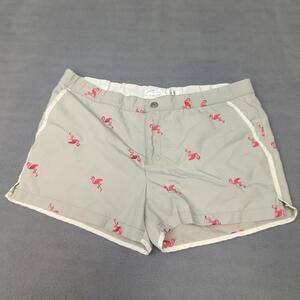 Parke & Ronen Gray Shorts Mens 32 Flamingo Print Lined Swim Trunks 3" Inseam